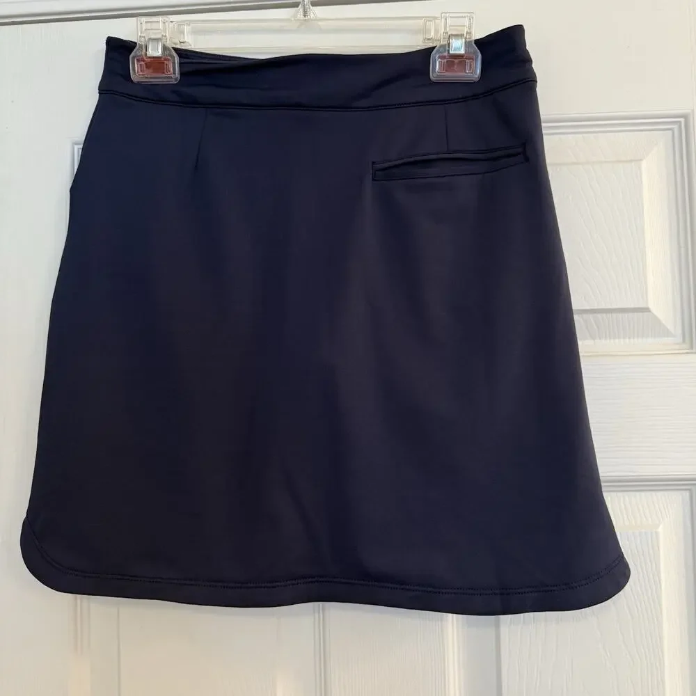 Peter Millar 18” Skort Sz XS Petal Hem Navy Blue Golf Tennis Skirt PullOn UPF50+